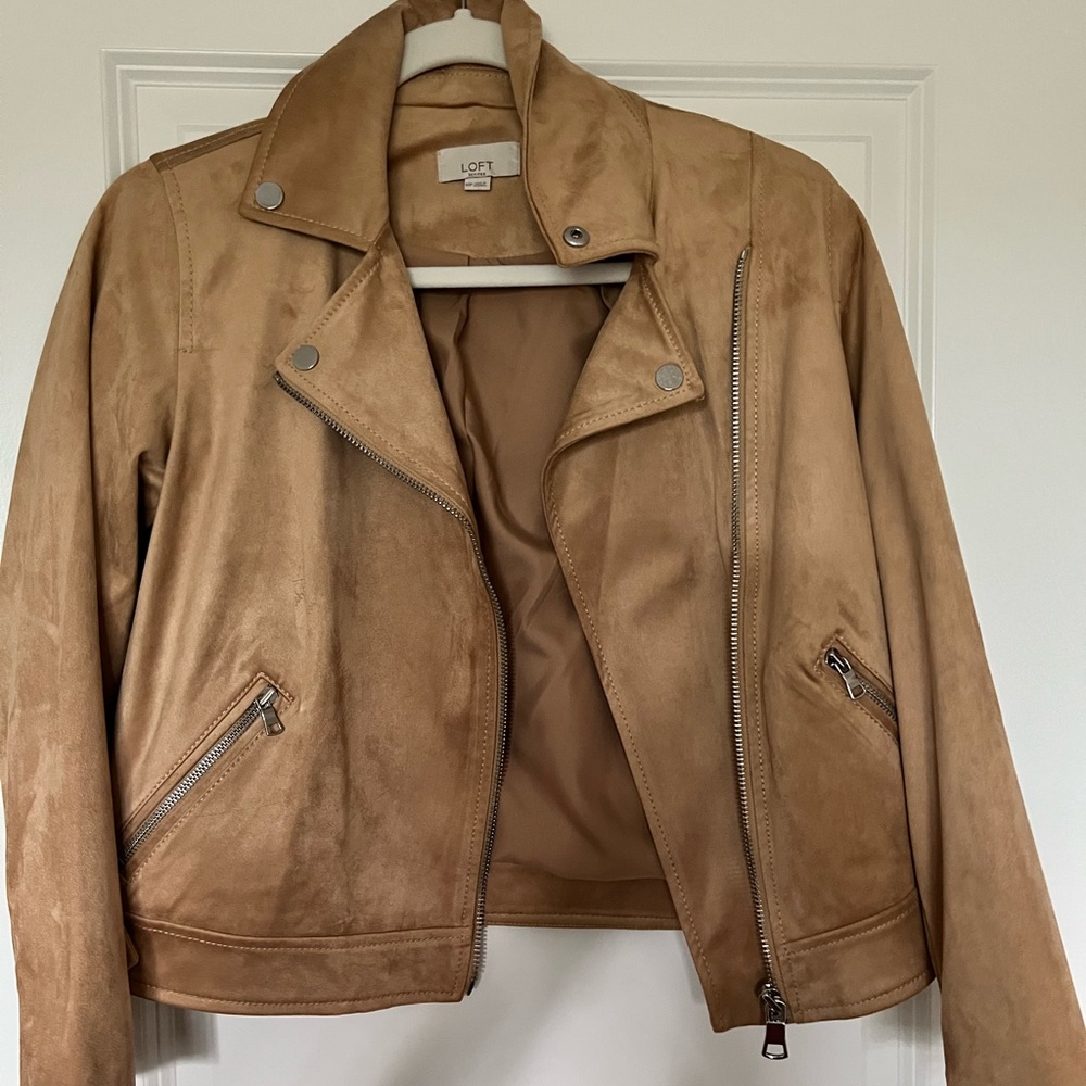 Brown suede moto jacket